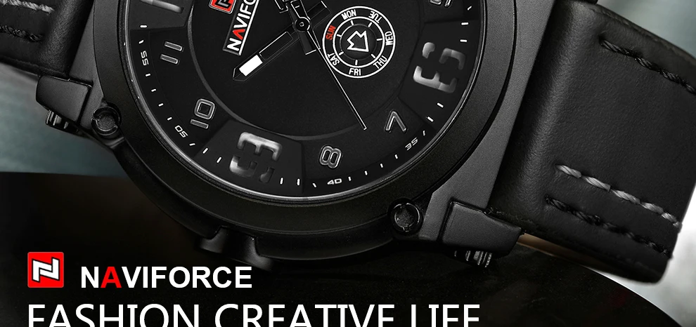 NAVIFORCE Military Sport Watches for Men Original Waterproof Day and Date Display Wristwatches Leather Clock Relogio Masculino