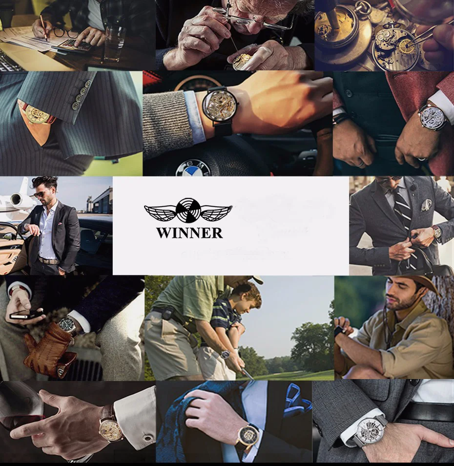 Relogio Masculino Winner Brand New Men’s Automatic Mechanical Watches Leather Strap Watch Fashion Sports Men luxury Wristwatches