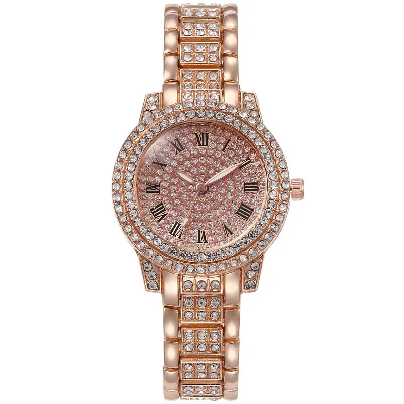 New Luxury Shiny Diamond Watch for Women Elegant Brand Quartz Steel Bracelet Watches Zircon Crystal Fashion Wristwatch Clock