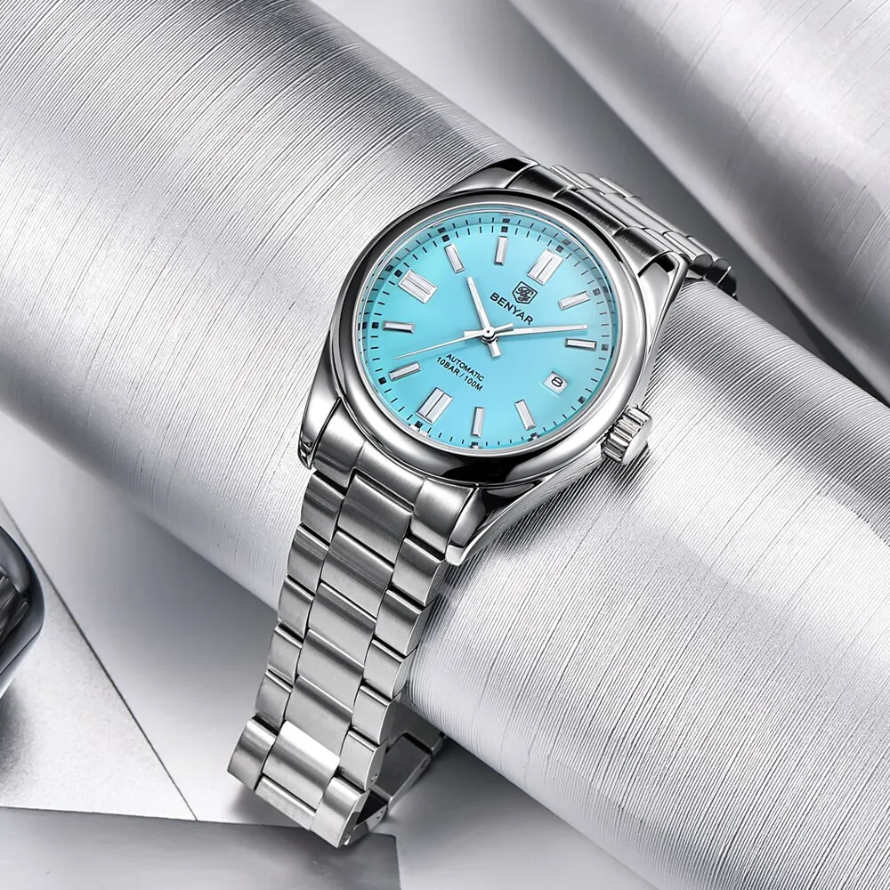 BENYAR New BY-5185M Luxury Automatic Watch 10Bar Waterproof Stainless Steel Men’s Mechanical Watch Men’s Sports Watch