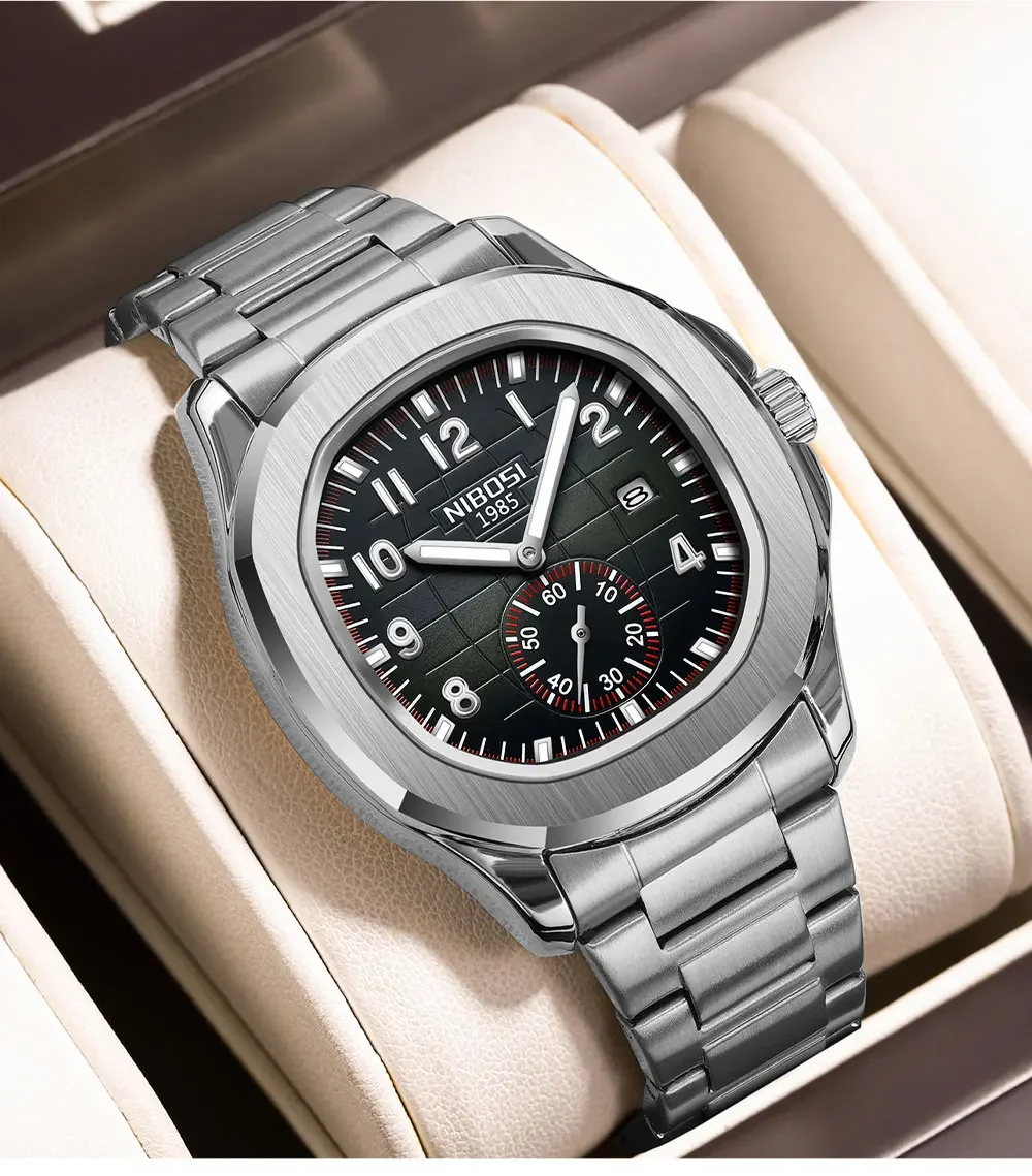 NIBOSI New Mens Watches Top Brand Luxury AQUANAUT Quartz Watches for Men Waterproof Luminous Auto Date Male Watch Reloj Hombre