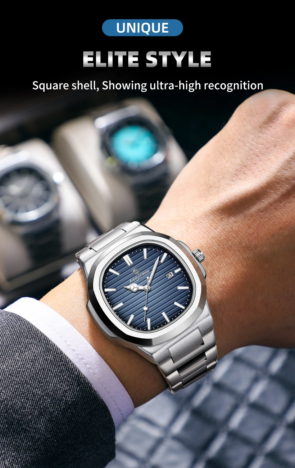 2026 New Luxury Brand Men’s Quartz Wristwatch Stainless Steel Waterproof Luminous Date Man Clock Square Business Watches For Men