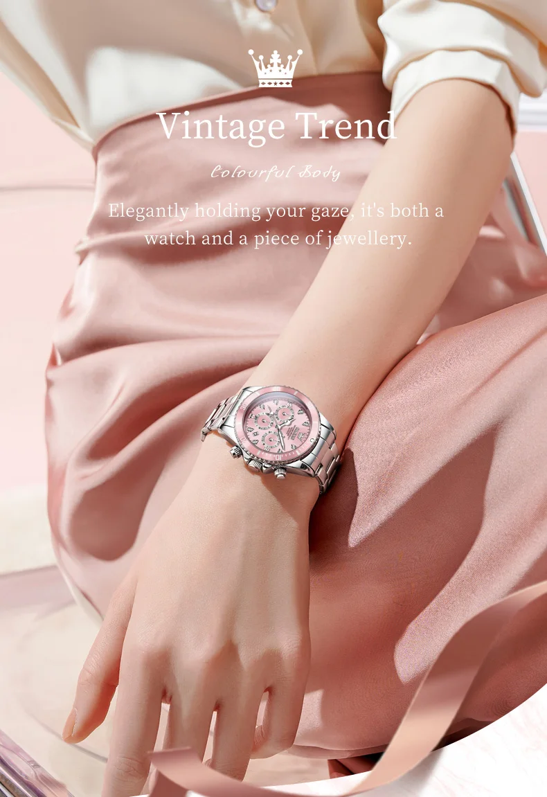 OLEVS Women’s Watch Elegant Luxury Original Quartz Watch Zircon Scale Waterproof Luminous Chronograph Date Ladies Watch 5632