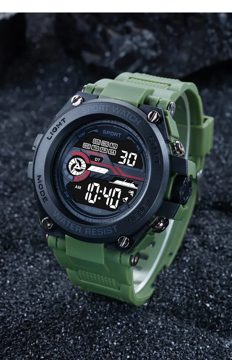 YIKAZE Men’s Sports Watch Waterproof Man Sport Watches Multifuction LED Digital Military Watch Alarm Clock Electronic Wristwatch