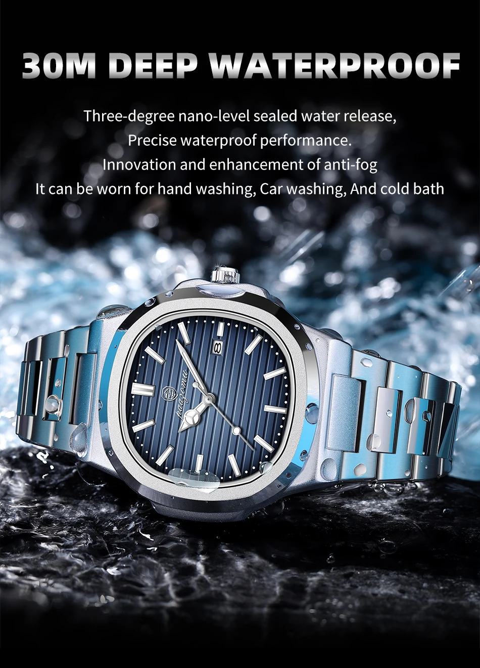 2026 New Luxury Brand Men’s Quartz Wristwatch Stainless Steel Waterproof Luminous Date Man Clock Square Business Watches For Men