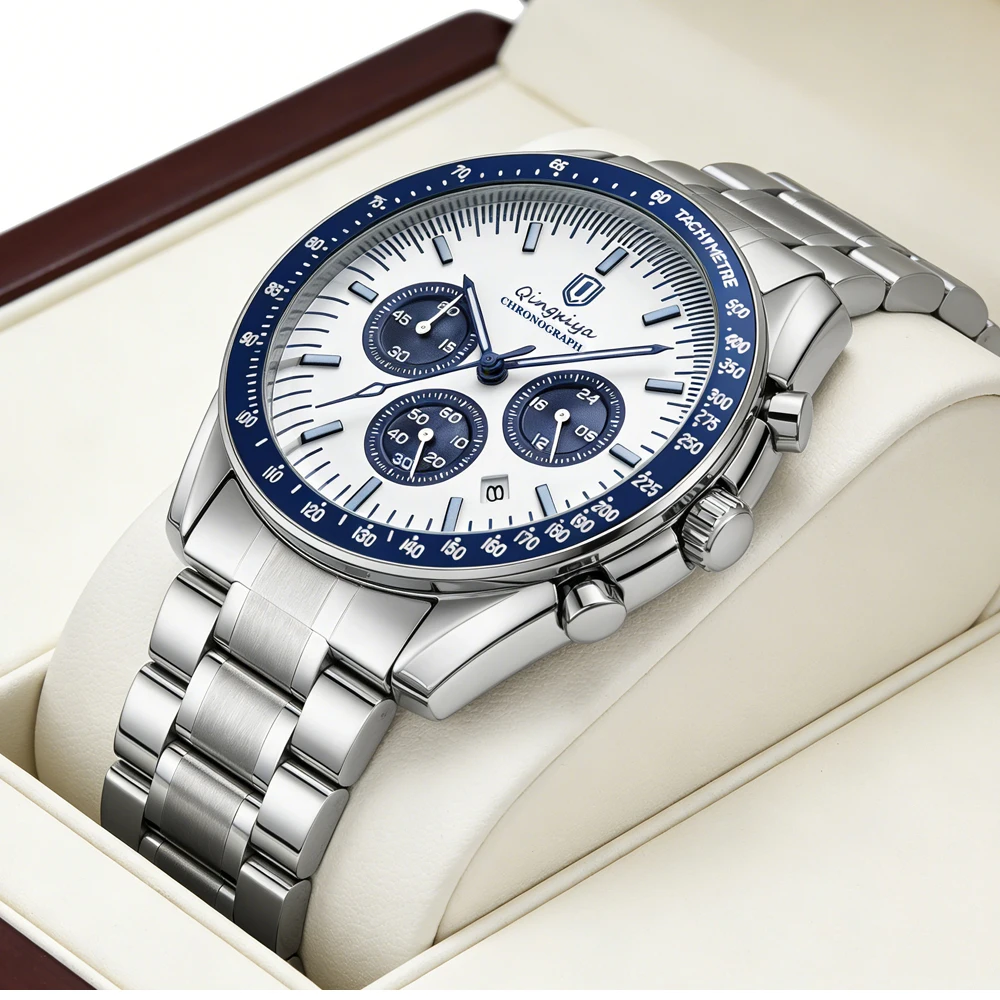 Luxury Brand Men Quartz Watch Waterproof Luminous Stainless Steel Men’s Watches 24 Hours Chronograph Date Business Watch For Man
