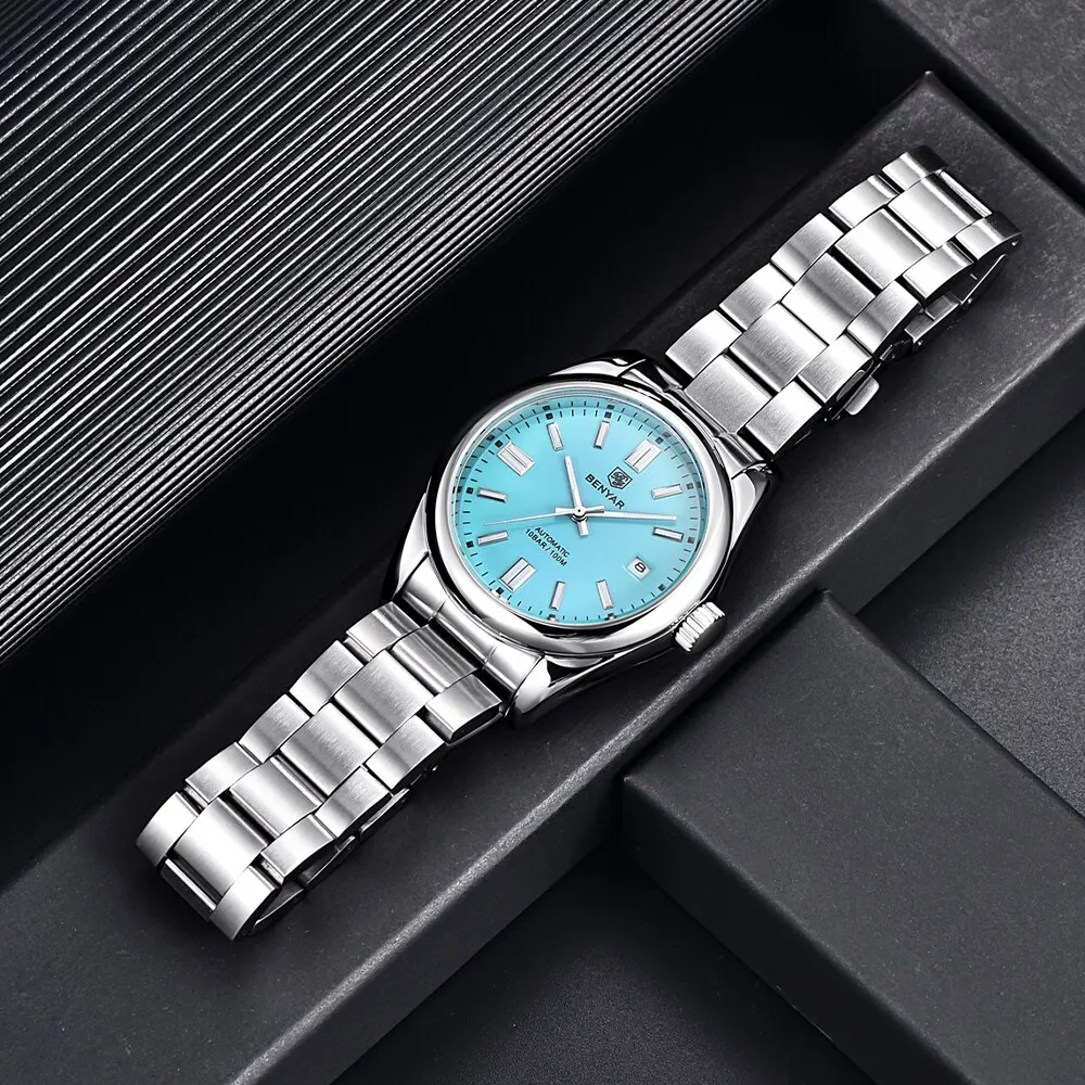 BENYAR New BY-5185M Luxury Automatic Watch 10Bar Waterproof Stainless Steel Men’s Mechanical Watch Men’s Sports Watch