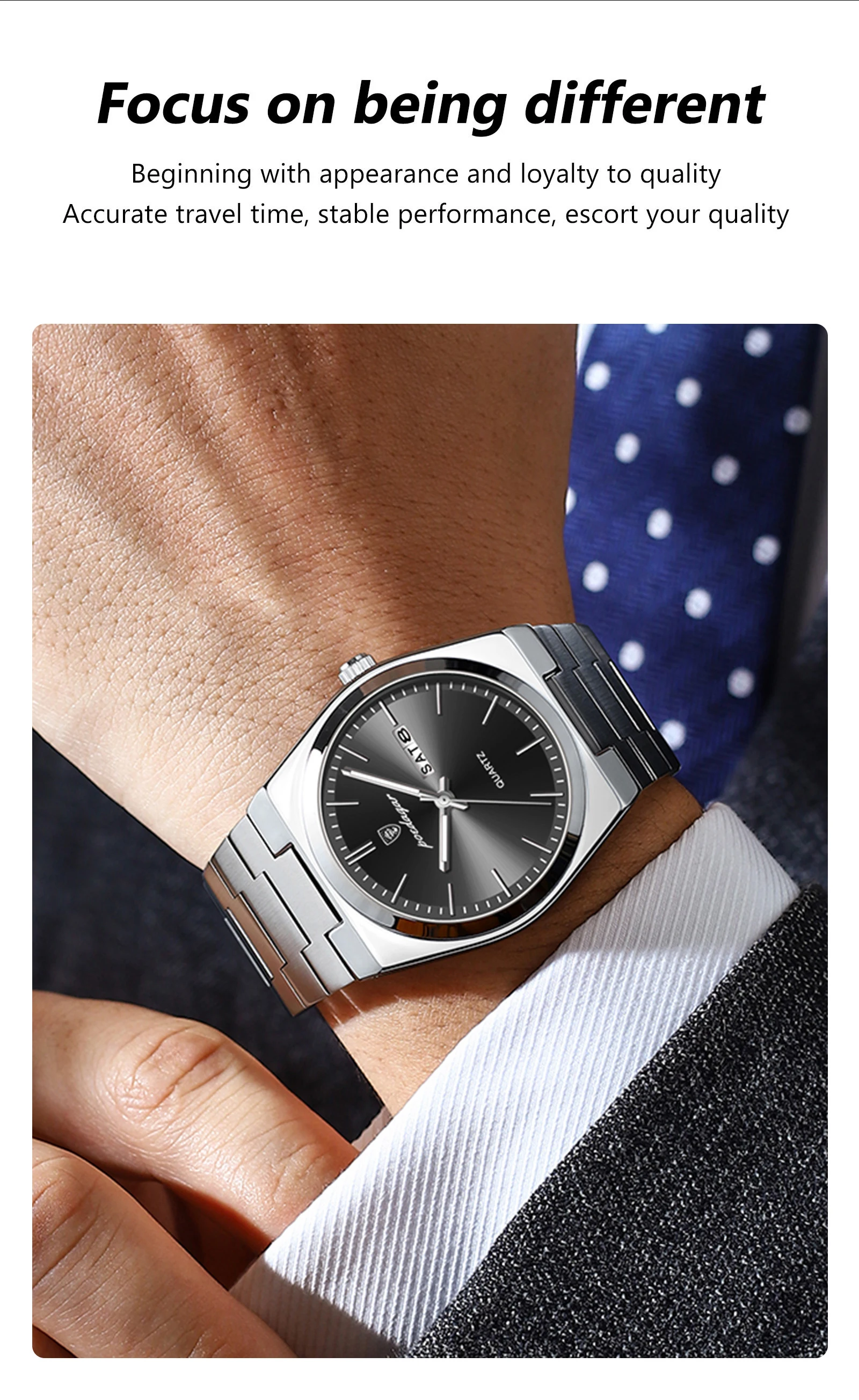 POEDAGAR Luxury Men’s Quartz Wristwatch Waterproof Luminous Date Week Man Watch Stainless Steel Business Fashion Watches For Men