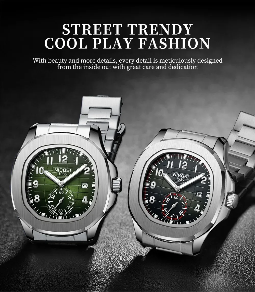 NIBOSI New Mens Watches Top Brand Luxury AQUANAUT Quartz Watches for Men Waterproof Luminous Auto Date Male Watch Reloj Hombre