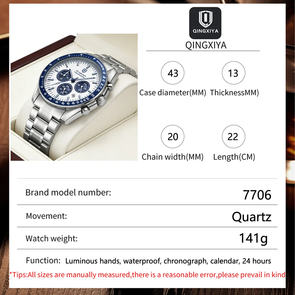 Luxury Brand Men Quartz Watch Waterproof Luminous Stainless Steel Men’s Watches 24 Hours Chronograph Date Business Watch For Man