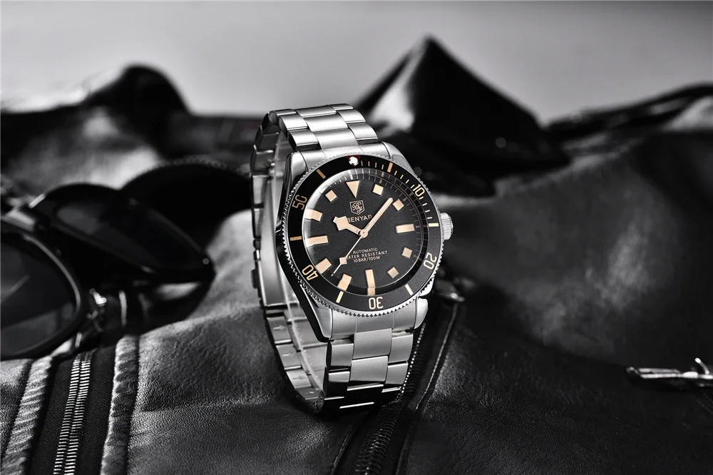 2026 New Mens Watches BENYAR Retro Red Mechanical Automatic luxury watch for men Waterproof Luminous Stainless steel wristwatch