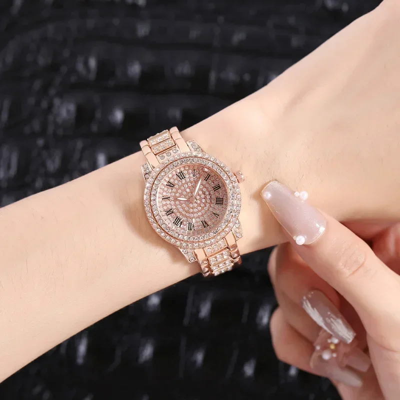New Luxury Shiny Diamond Watch for Women Elegant Brand Quartz Steel Bracelet Watches Zircon Crystal Fashion Wristwatch Clock