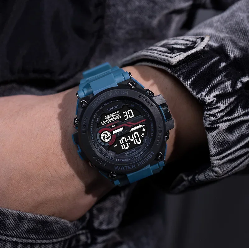 YIKAZE Men’s Sports Watch Waterproof Man Sport Watches Multifuction LED Digital Military Watch Alarm Clock Electronic Wristwatch