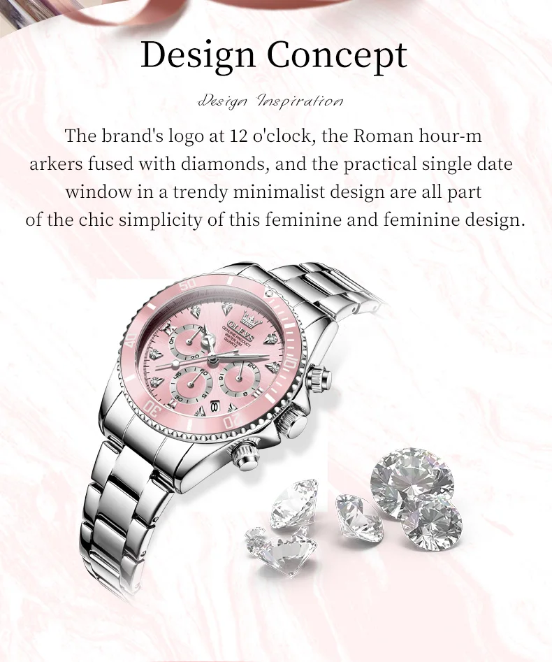 OLEVS Women’s Watch Elegant Luxury Original Quartz Watch Zircon Scale Waterproof Luminous Chronograph Date Ladies Watch 5632