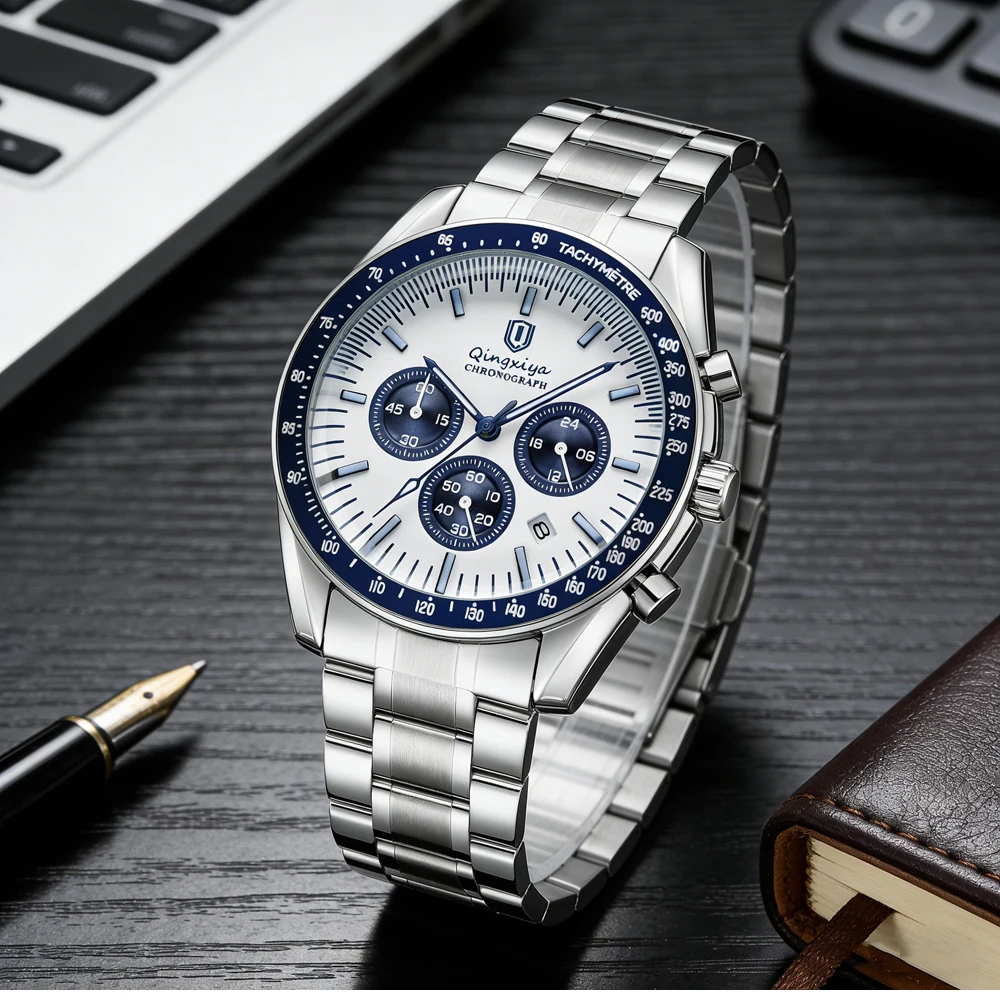Luxury Brand Men Quartz Watch Waterproof Luminous Stainless Steel Men’s Watches 24 Hours Chronograph Date Business Watch For Man