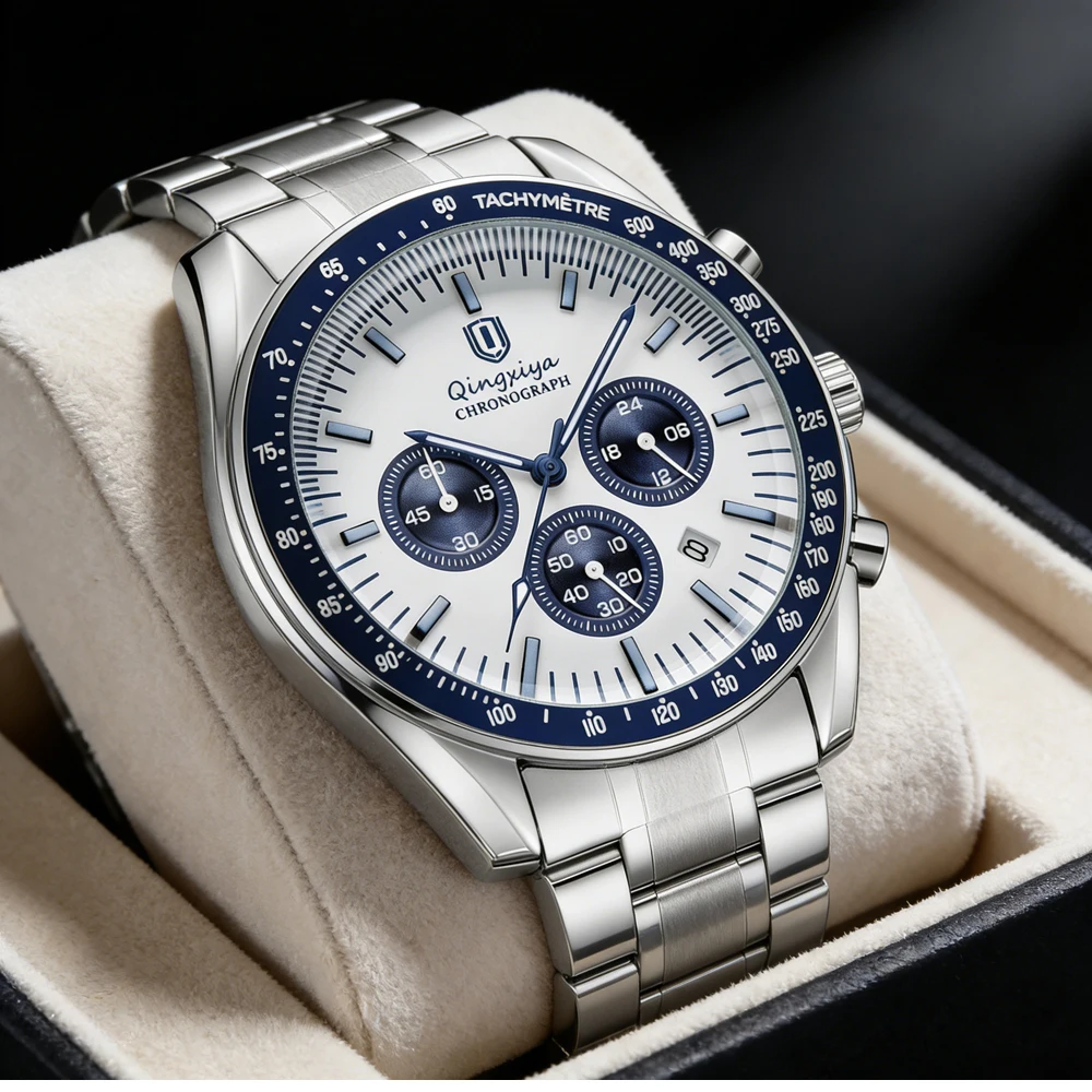 Luxury Brand Men Quartz Watch Waterproof Luminous Stainless Steel Men’s Watches 24 Hours Chronograph Date Business Watch For Man