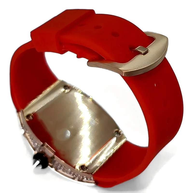 New Tonneau Fashion Rose Iced Diamond Jewelry Watch Women Casual Silicone Strap Quartz Wristwatches 2026 Hot Selling Girl’s Gift
