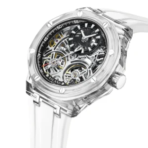 White Double Tourbillon Men Watches Luxury Automatic Mechanical Watch Rubber Sports Casual Sports Military Waterproof Clock