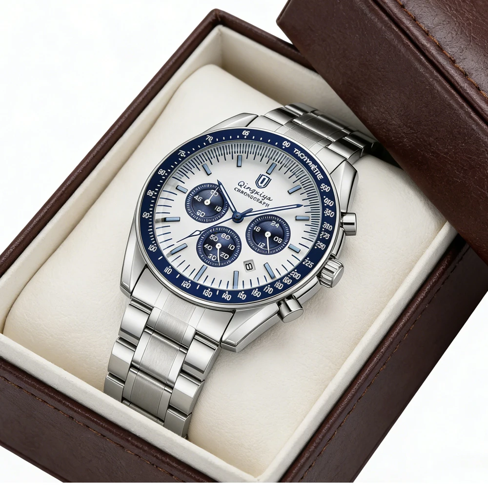Luxury Brand Men Quartz Watch Waterproof Luminous Stainless Steel Men’s Watches 24 Hours Chronograph Date Business Watch For Man